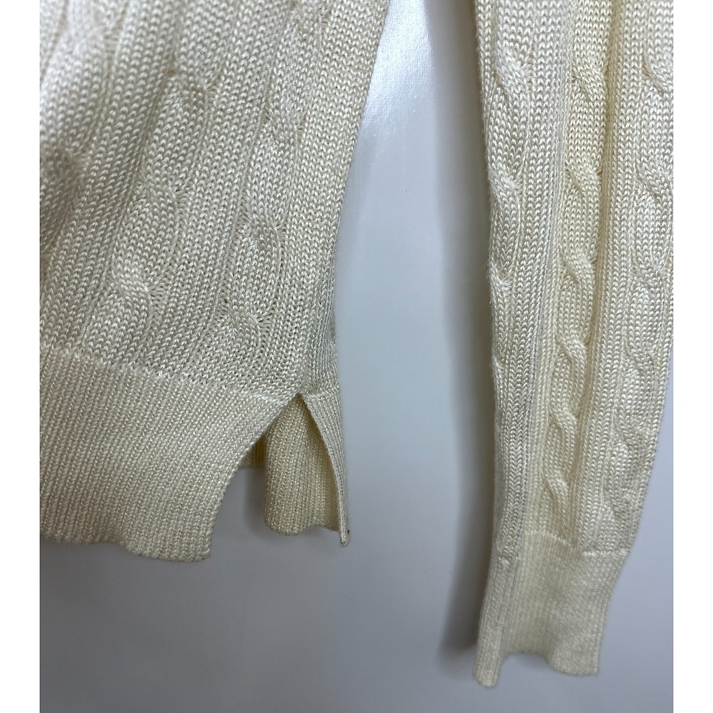 Lauren Ralph Lauren Women Cream Cable Knit Gold Button Shoulder Sweater Medium - Picture 7 of 12